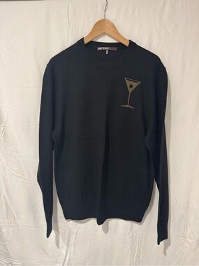 Mr. Turk Black Crewneck Sweater with Martini Glass